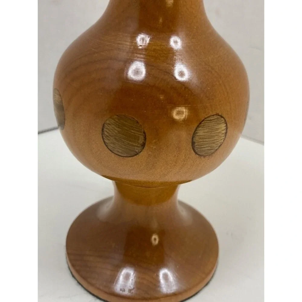 Vtg Hand Turned Custom Vase Wood Inlay 5.75 in One of a Kind‎ New Zealand